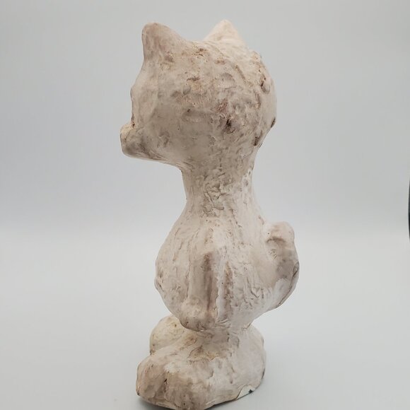 Vintage Anthropomorphic Cat Figurine Textured Terracotta Big Feet Cute Face - Picture 4 of 6